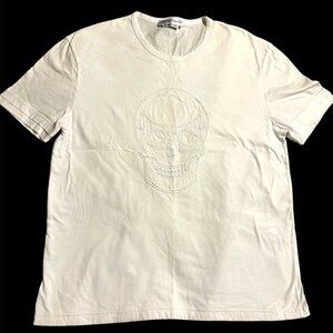Alexander McQueen White Embossed Skull T-Shirt | Size M | Excellent